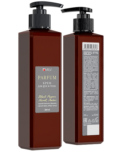 Парфюмированный восстанавливающий крем для рук и тела. BLACK PEPPER, NEROLI, AMBER. 250 мл