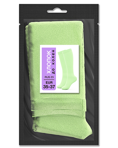 105 Гольфы до колен хлопок. RUS 23/EUR 35-37 (салат)