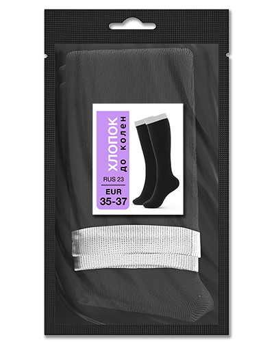 105 Гольфы до колен хлопок. RUS 23/EUR 35-37 (черные с белым)