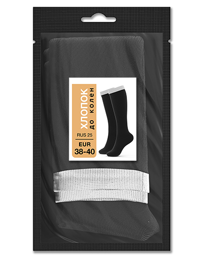 105 Гольфы до колен хлопок. RUS 25/EUR 38-40 (черные с белым)