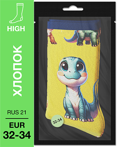107 High. Носки детские Хлопок. K-07 RUS 21/EUR 32-34