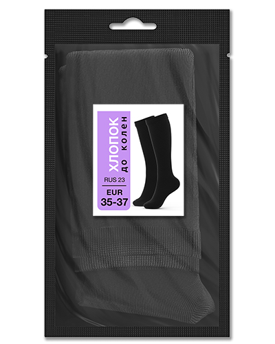 105 Гольфы до колен хлопок. RUS 23/EUR 35-37 (черные)