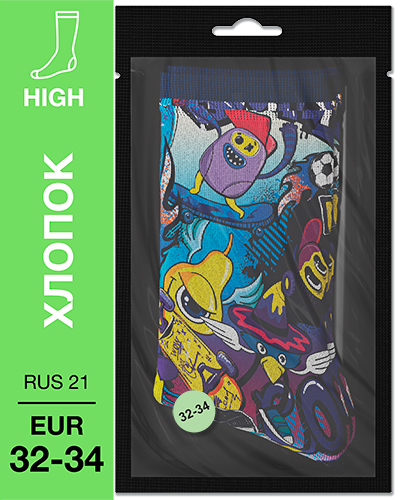 107 High. Носки детские Хлопок. K-19 RUS 21/EUR 32-34