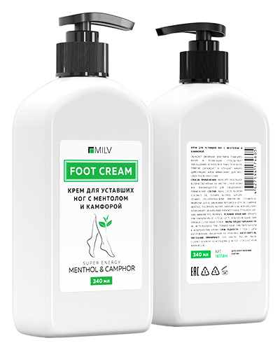 Крем для уставших ног с ментолом и камфорой. 340 мл