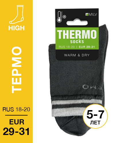 203 High. Носки детские Термо. RUS 19/EUR 29-31 (серые)