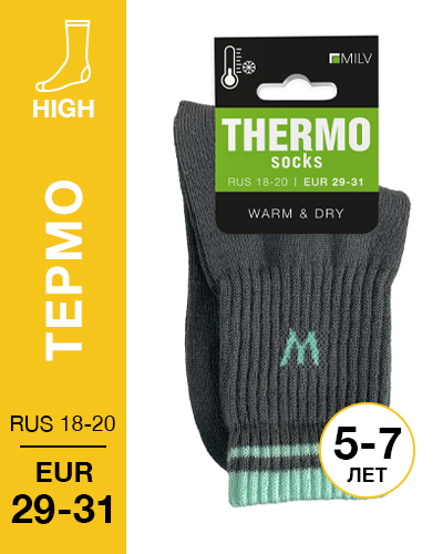 202 High. Носки детские Термо. RUS 19/EUR 29-31 (серые)