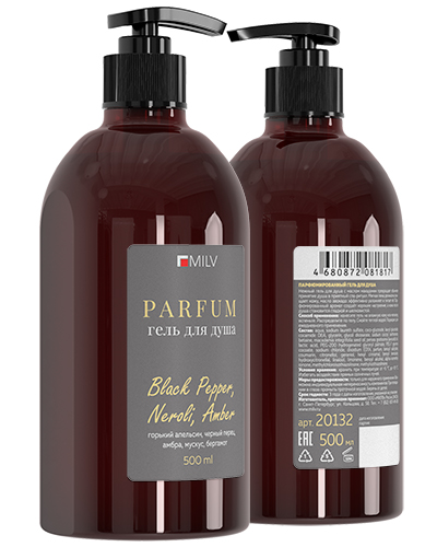 Парфюмированный гель для душа. BLACK PEPPER, NEROLI, AMBER. 500 мл