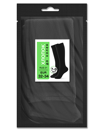 105 Гольфы детские до колен хлопок. RUS 21/EUR 32-34 (черные)