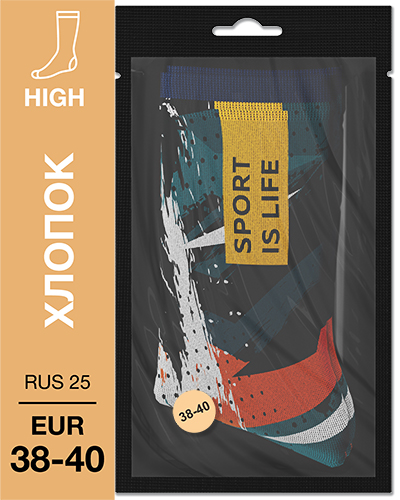 107 High. Носки Хлопок. S-02 RUS 25/EUR 38-40