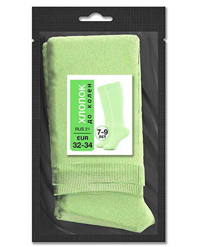 105 Гольфы детские до колен хлопок. RUS 21/EUR 32-34 (салат)