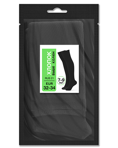 106 Гольфы детские выше колен хлопок. RUS 21/EUR 32-34 (черные)