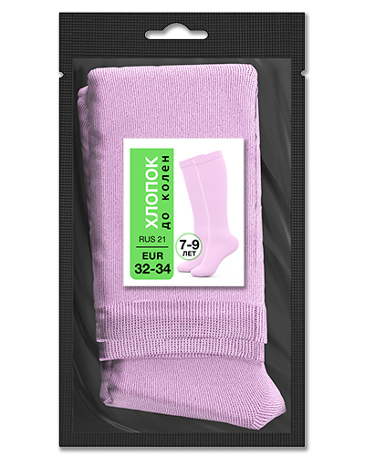 105 Гольфы детские до колен хлопок. RUS 21/EUR 32-34 (розовые)